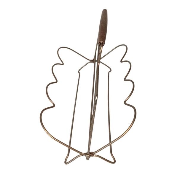 Vintage Mid-century Modern Gold Metal  8 Glass Holder Caddy Wooden Handle - Picture 3 of 10